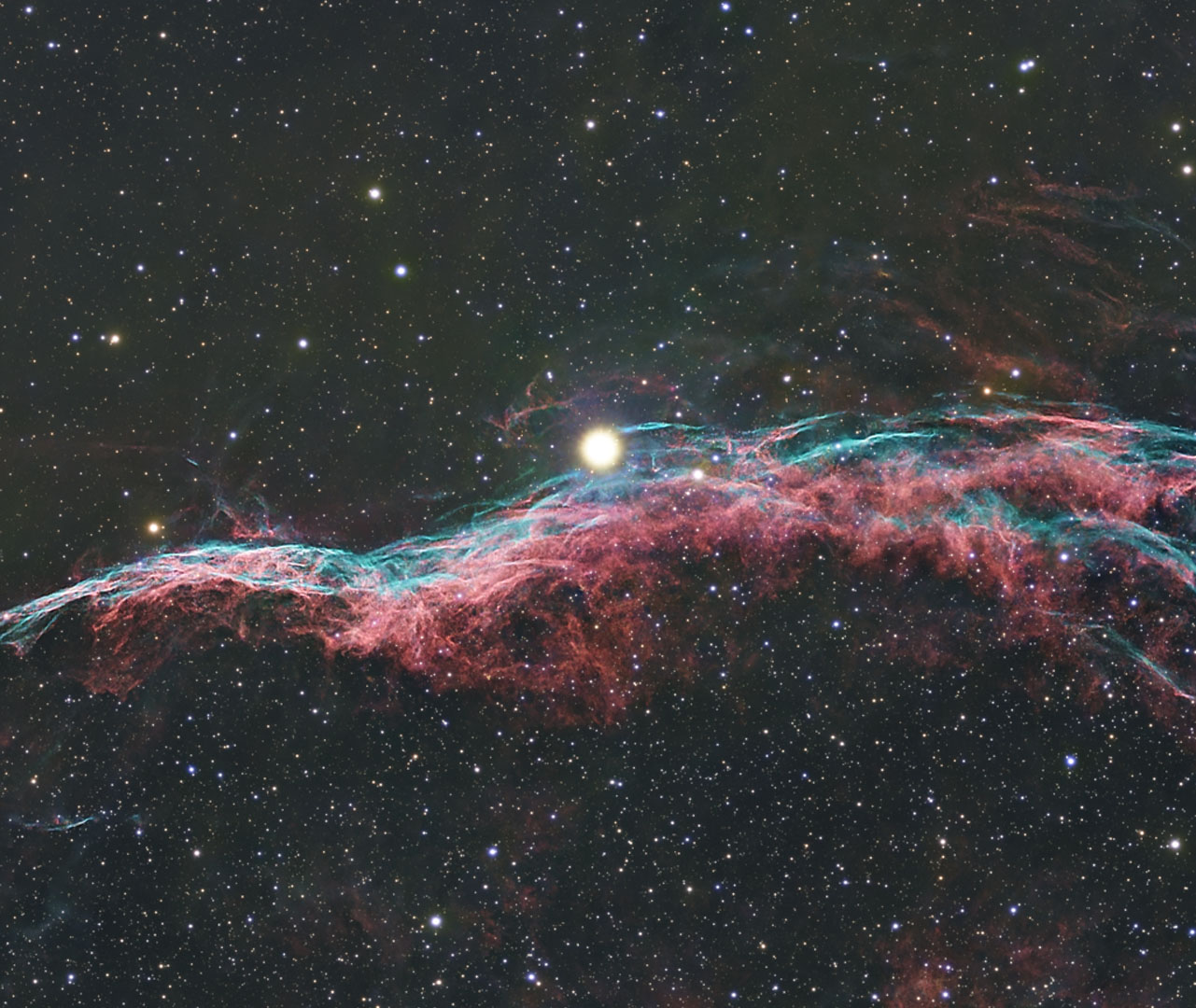 52 Cygni on the Veil Nebula after fixing its halo