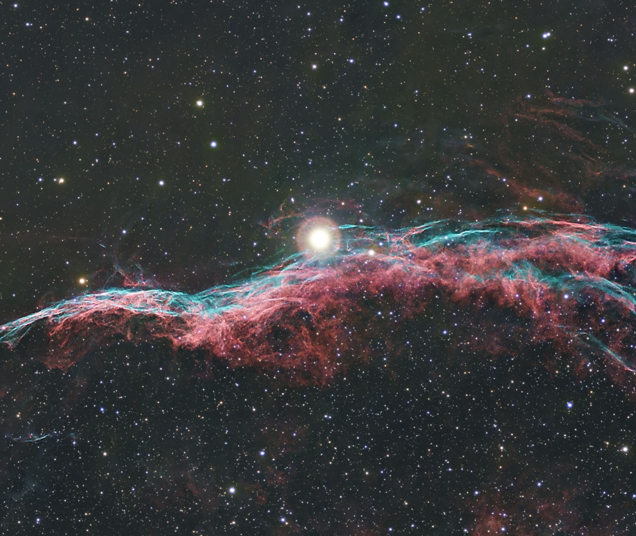 52 Cygni on the Veil Nebula before fixing its halo