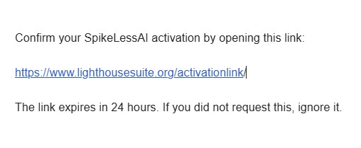 Second activation email with the confirmation link